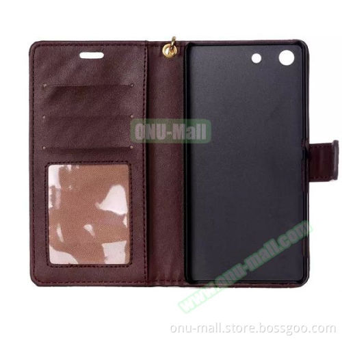 Fast Delivery Flip Stand Leather for Sony Xperia M5 Case Cover with Photo Frame and Lanyard